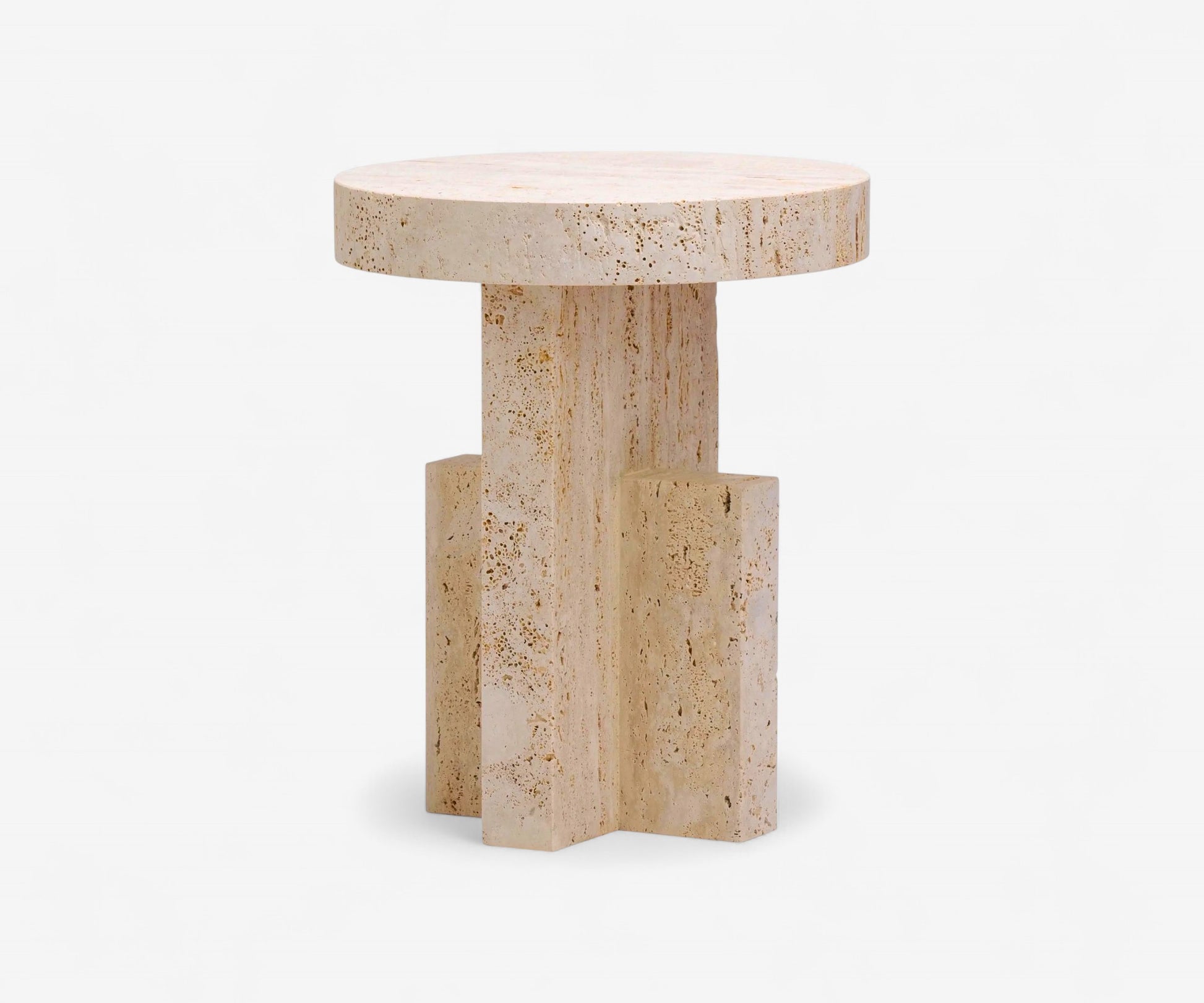 Pietra Travertine Side Table - The Essential