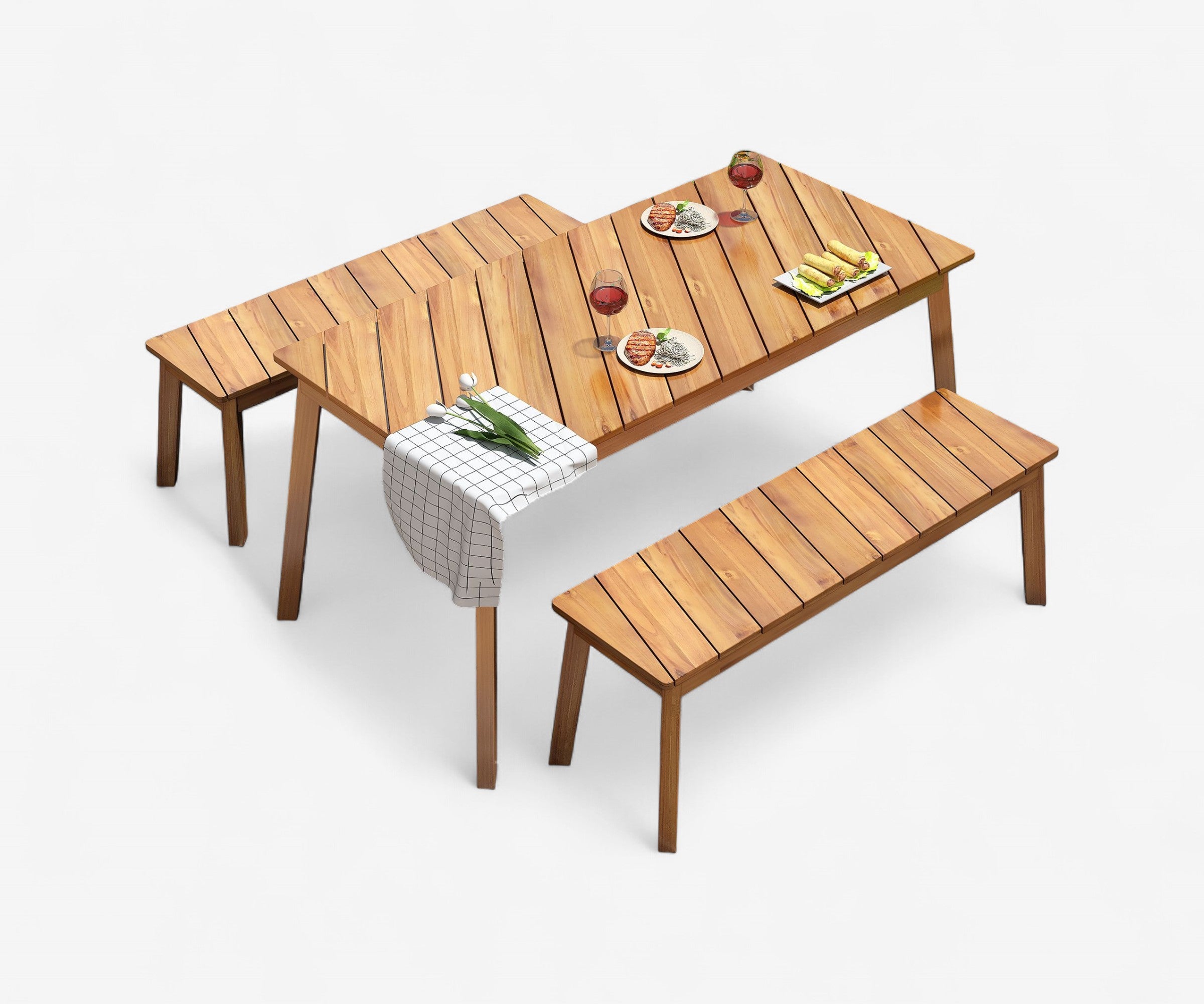 Rayas Acacia Wood Patio Dining Set