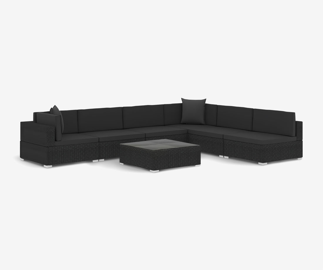 Black Rattan Patio Lounge Set