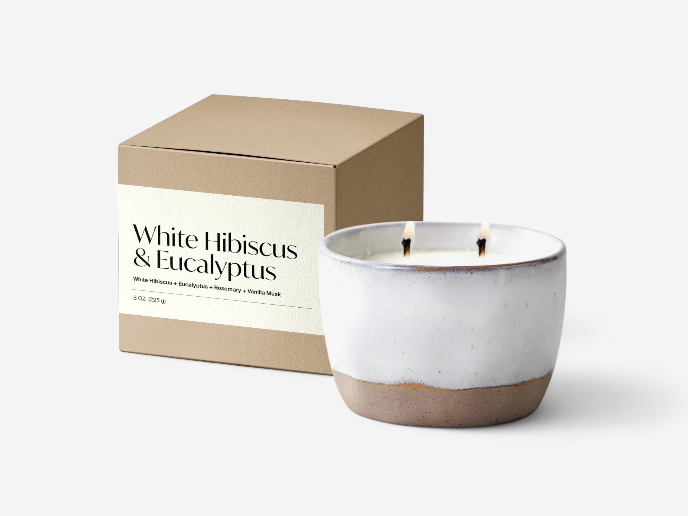 White Hibiscus & Eucalyptus Soy Candle - The Essential 