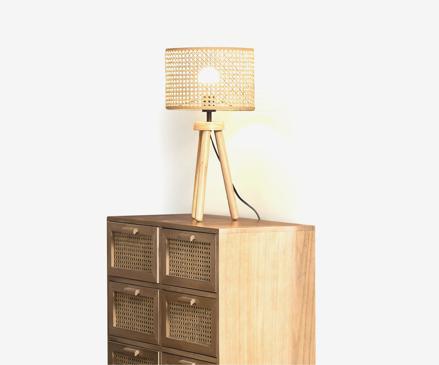 Rattan + Wood Lamp