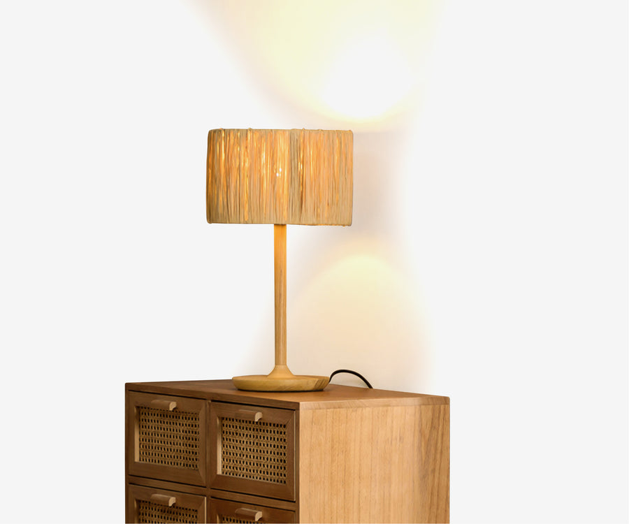 Seagrass + Wood Lamp