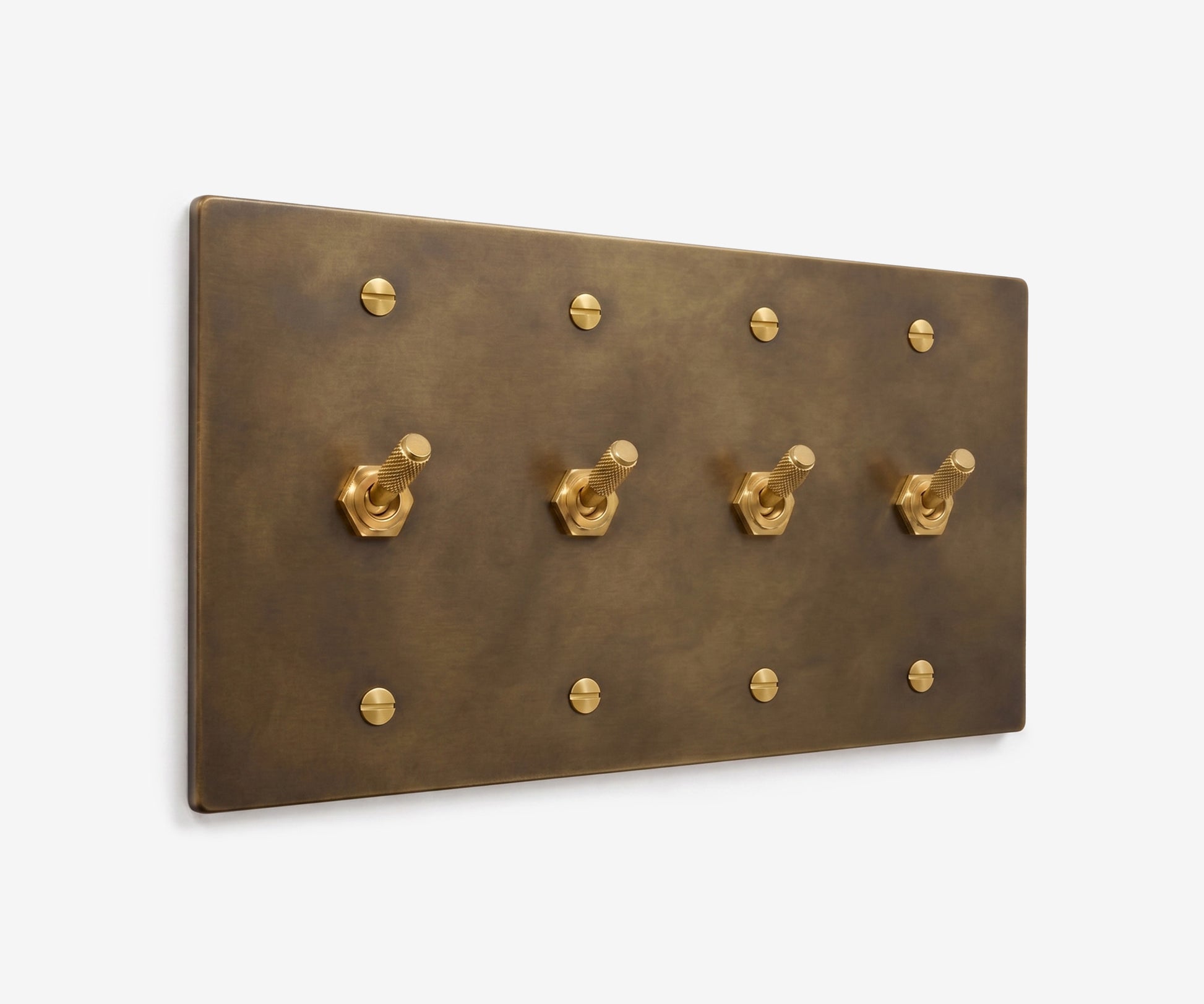 Solid Brass Switch Plate - 4 Gang
