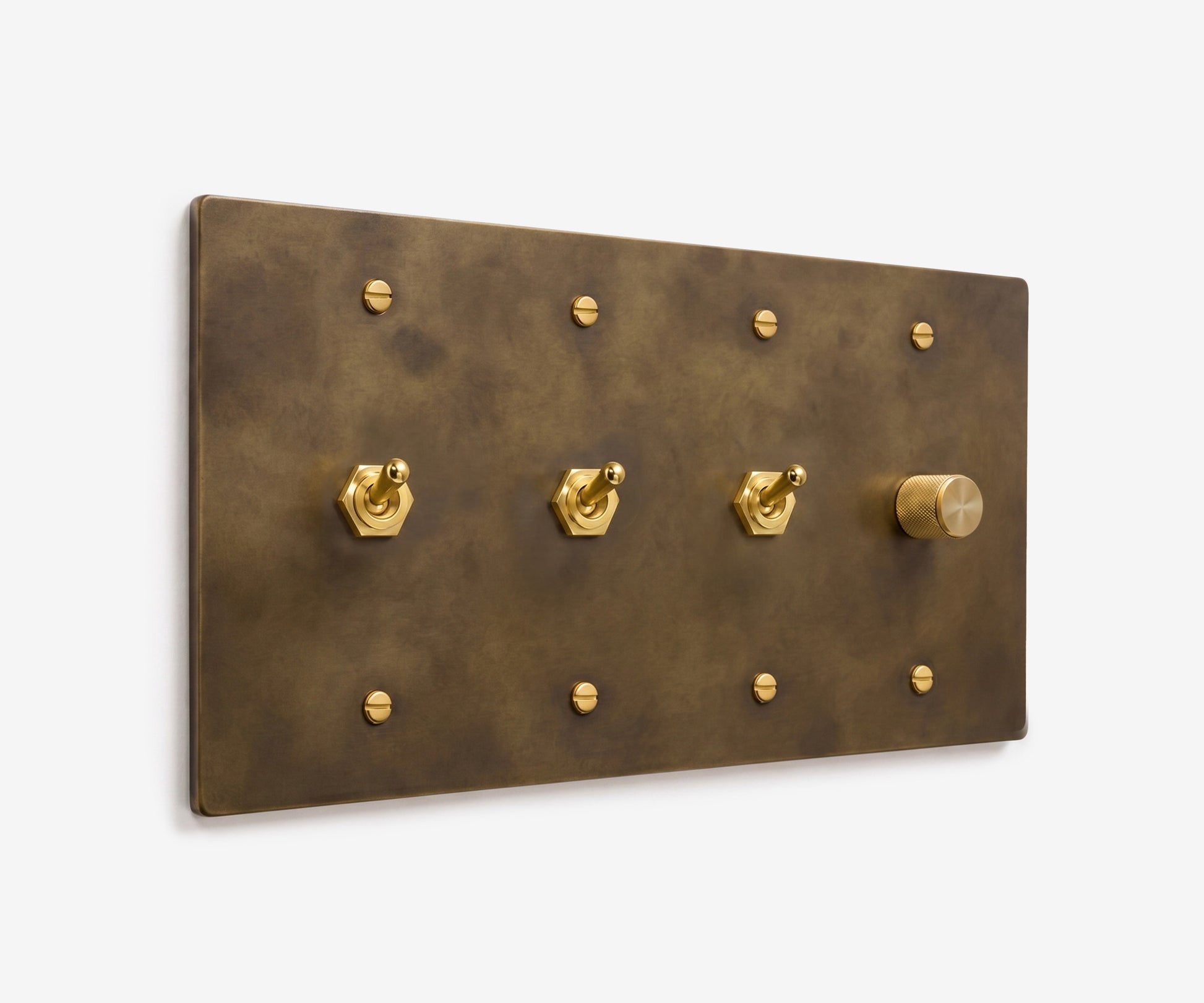 Solid Brass Switch Plate - 4 Gang