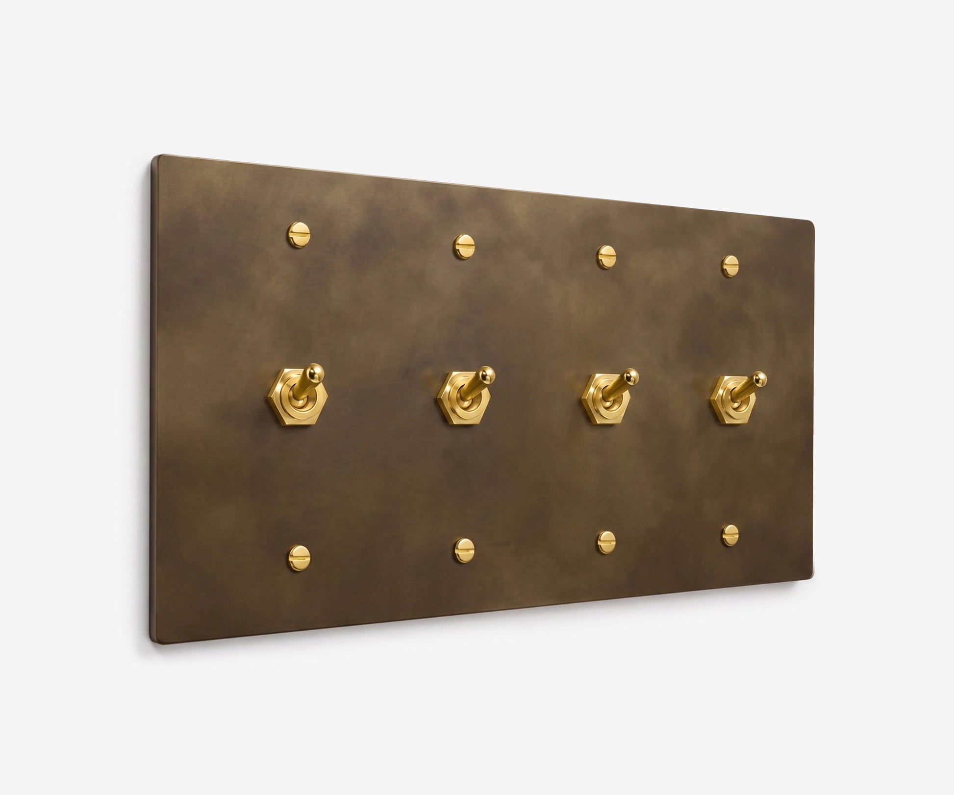 Solid Brass Switch Plate - 4 Gang