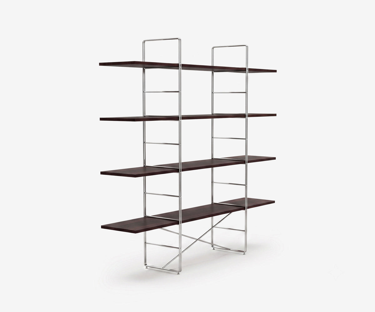 Arka Solid Wood Bookshelf in Char, 47 inch, angle