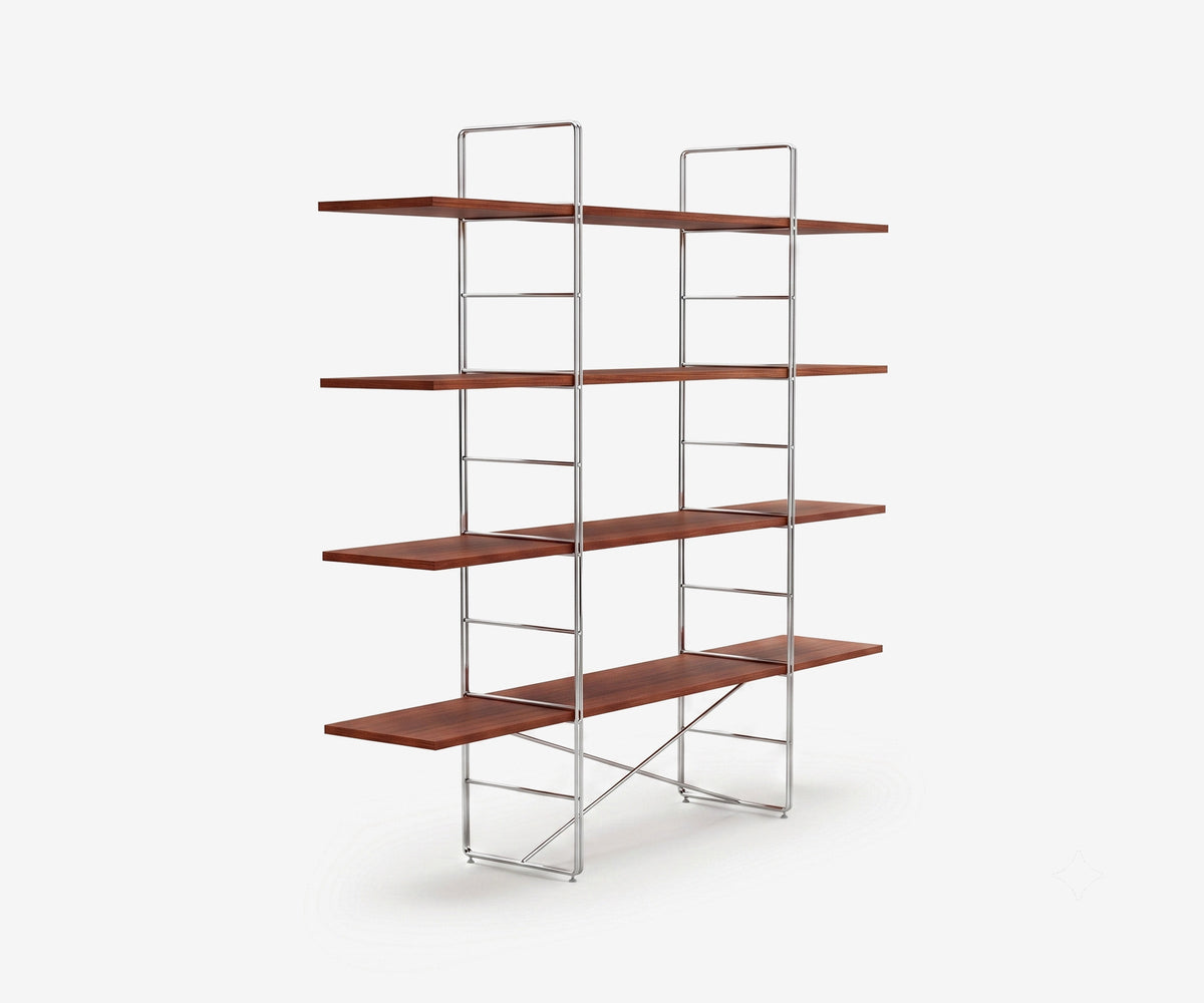 Arka Solid Wood Bookshelf in Oxblood, 47 inch, angle