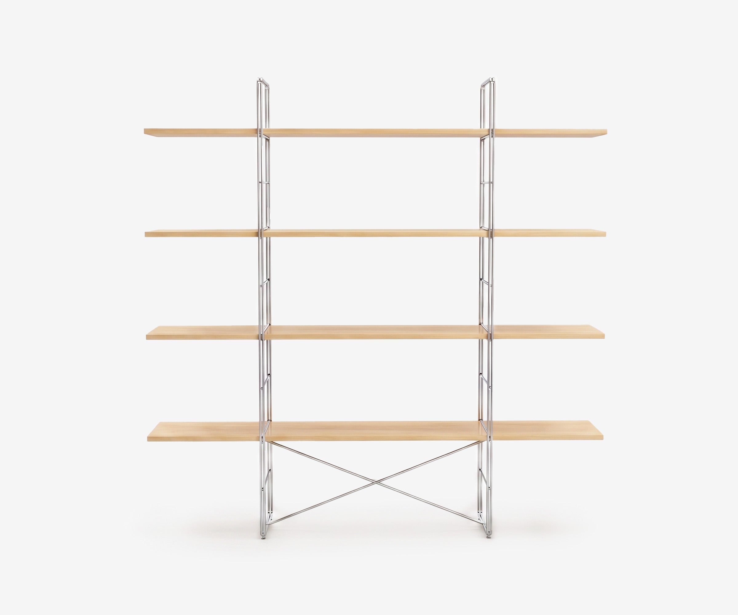 Arka Solid Wood Bookshelf in Straw, 47 inch, front