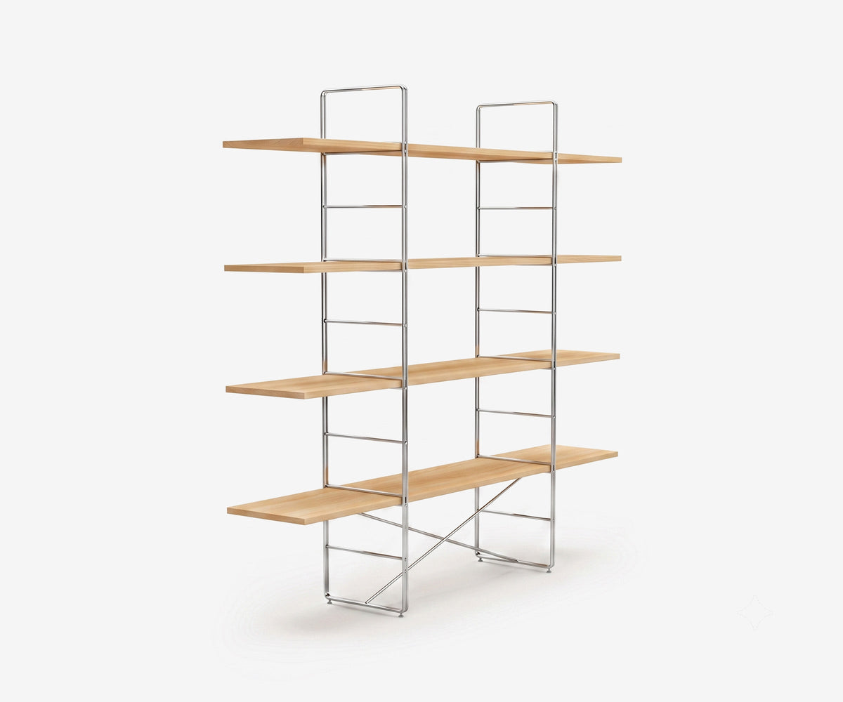 Arka Solid Wood Bookshelf in Straw, 47 inch, angle