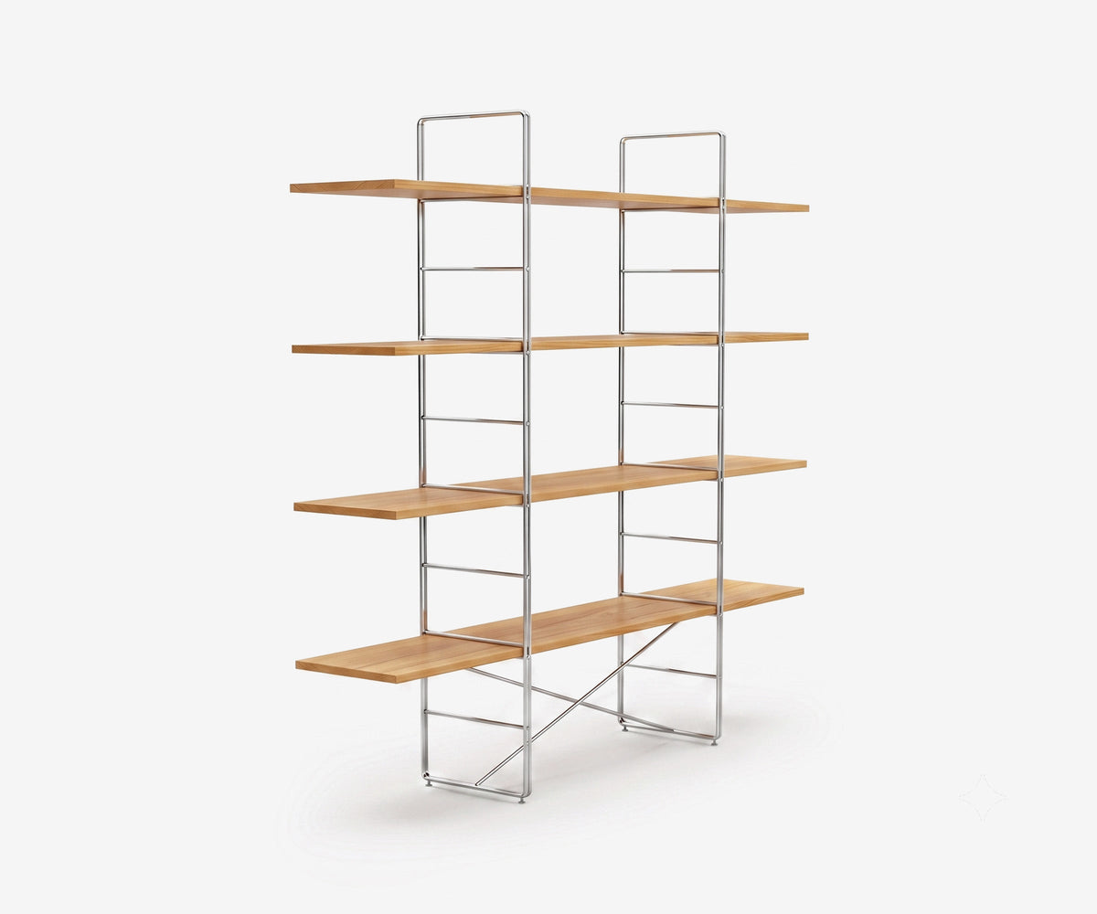Arka Solid Wood Bookshelf in Amber, 47 inch, angle