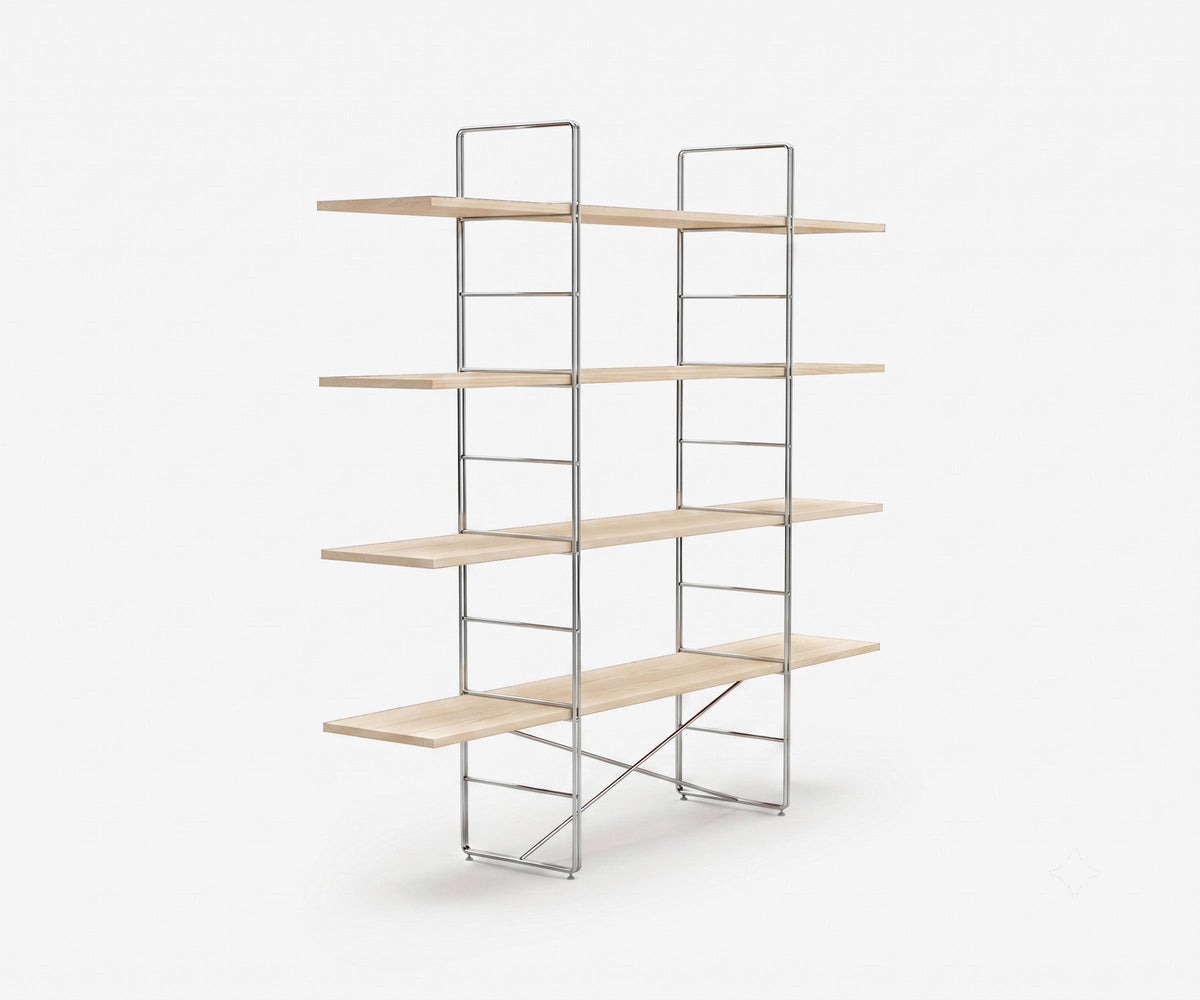 Arka Solid Wood Bookshelf in Raw, 47 inch, angle