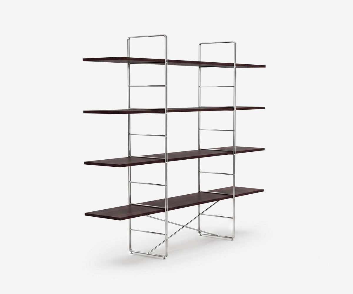 Arka Solid Wood Bookshelf in Char, 59 inch, angle