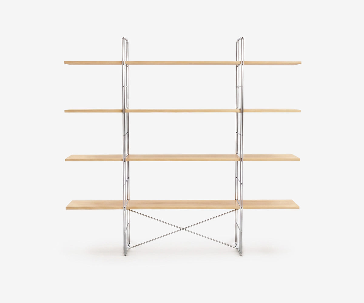 Arka Solid Wood Bookshelf in Straw, 59 inch, front