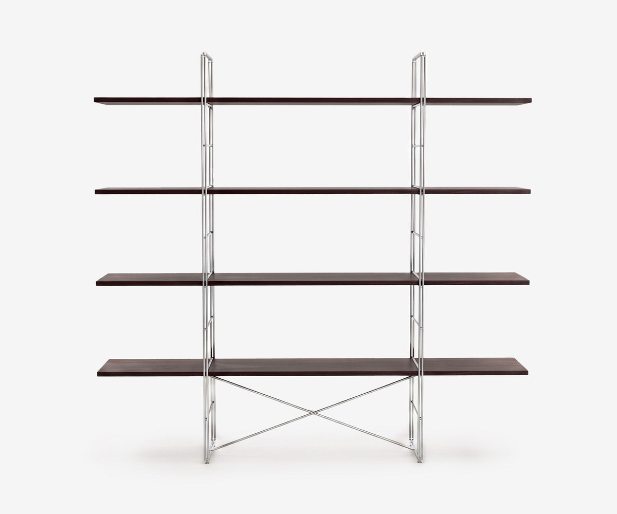 Arka Solid Wood Bookshelf in Char, 67 inch, front