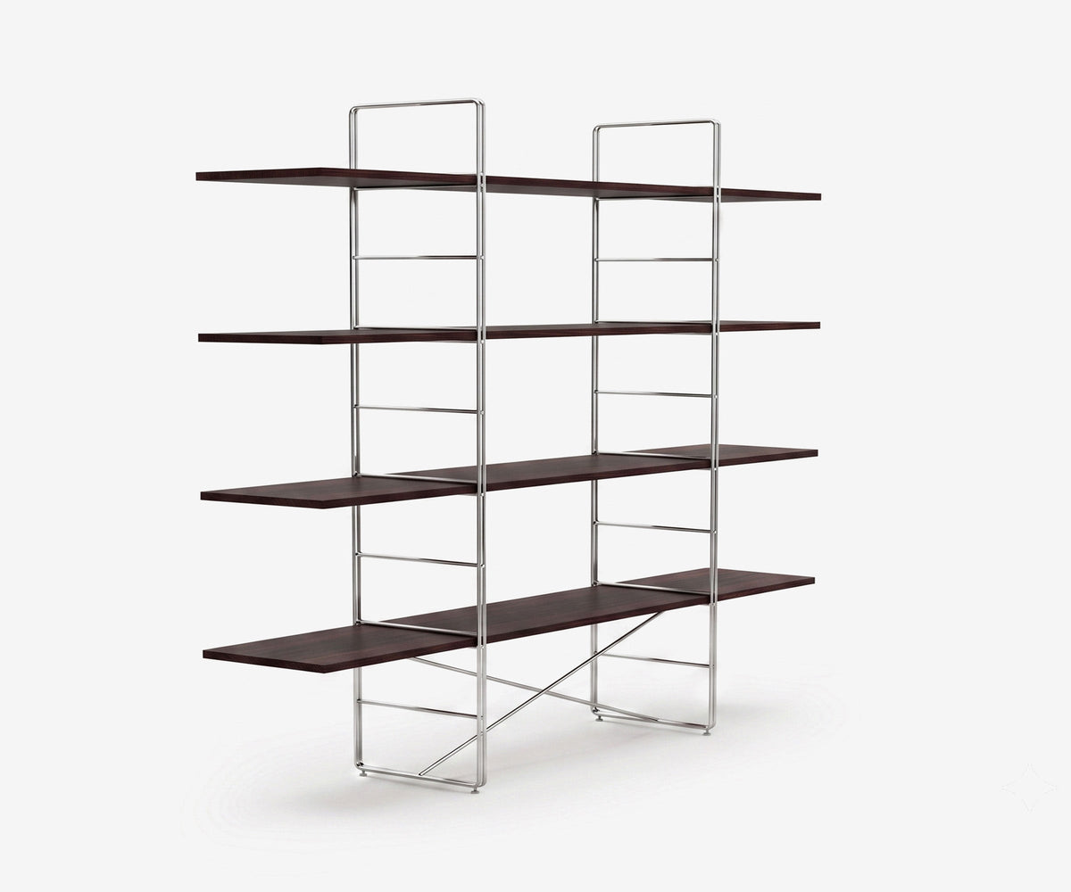 Arka Solid Wood Bookshelf in Char, 67 inch, angle