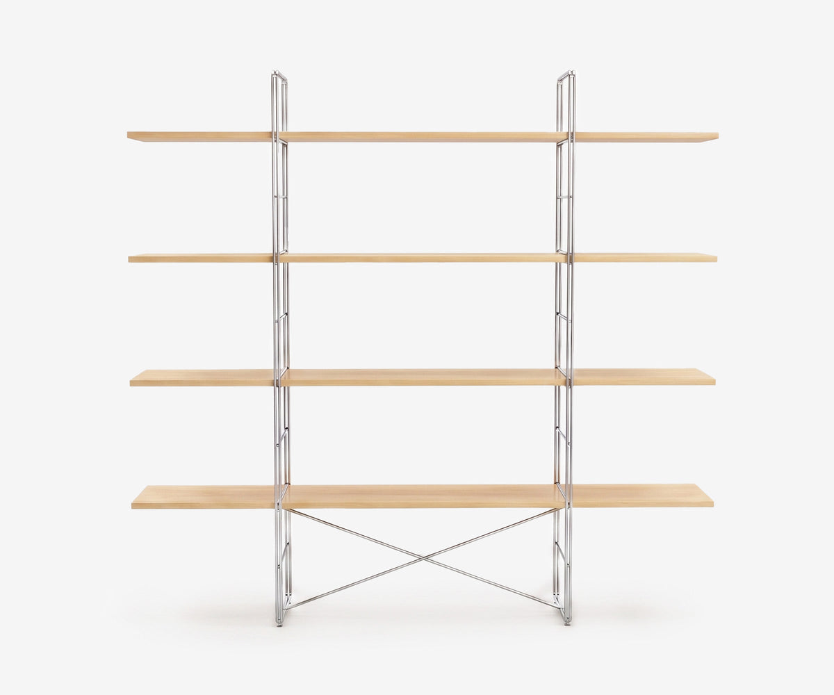 Arka Solid Wood Bookshelf in Straw, 67 inch, front