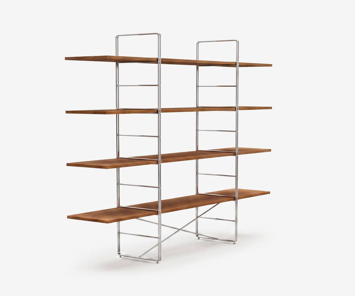 Arka Solid Wood Bookshelf in Tobacco, 67 inch, angle