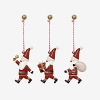 Tin Santa Ornament Set