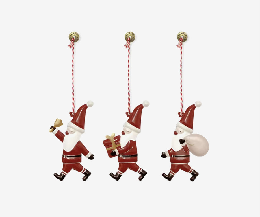 Tin Santa Ornament Set