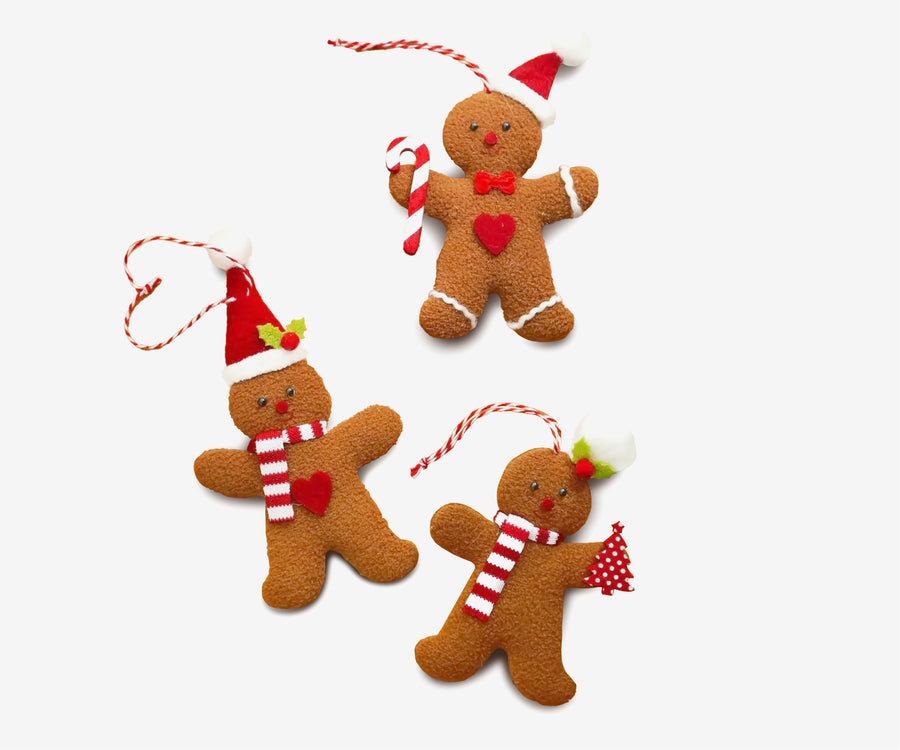 Plush Gingerbread Ornament Set