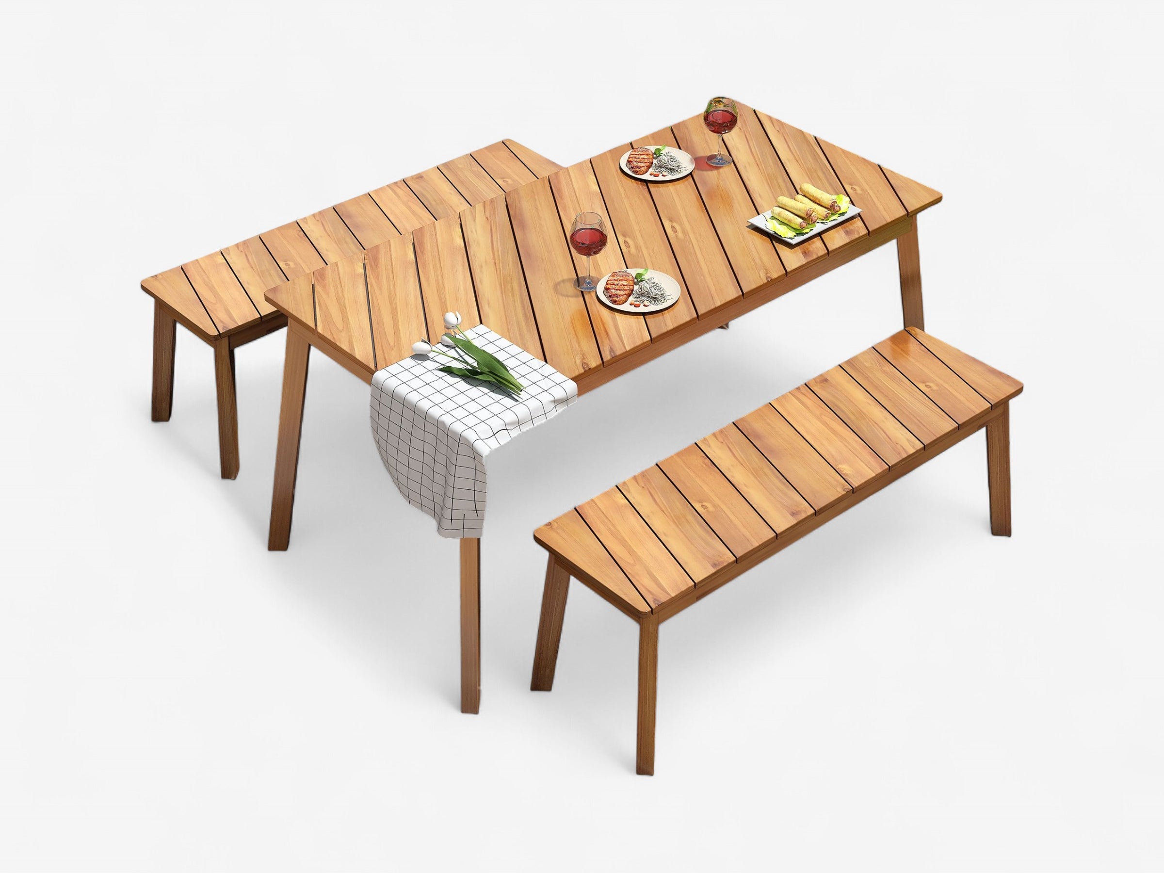 Rayas Acacia Wood Patio Dining Set