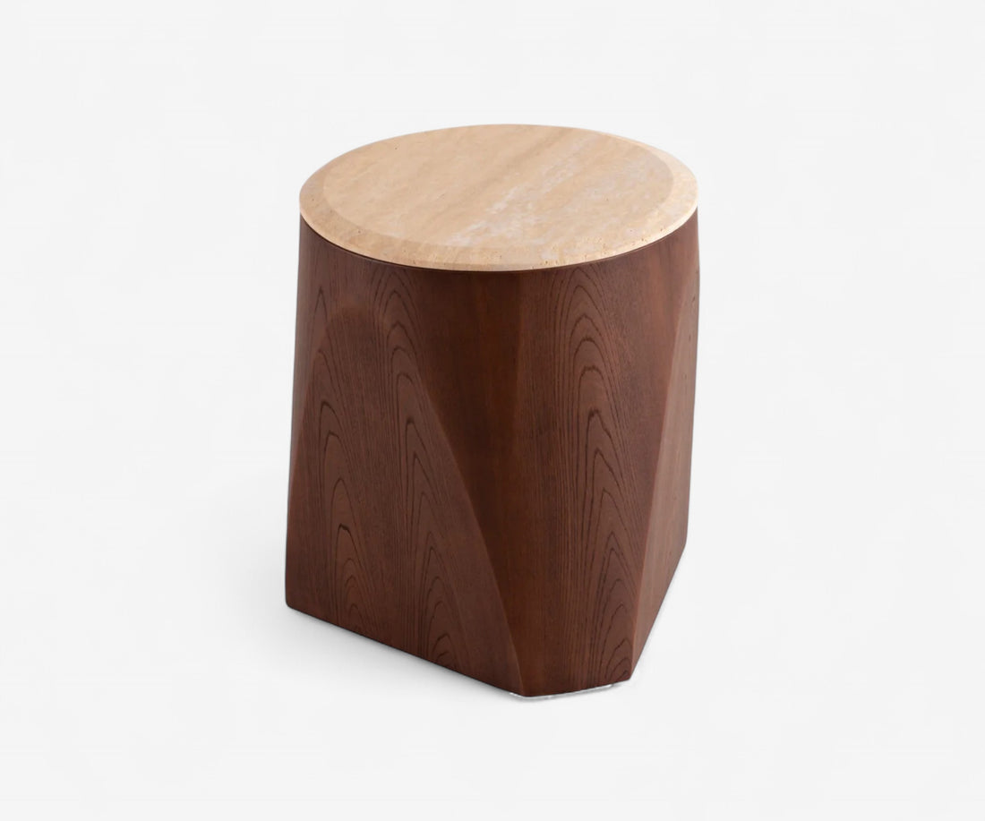 Sabbia Travertine Side Table - The Essential 
