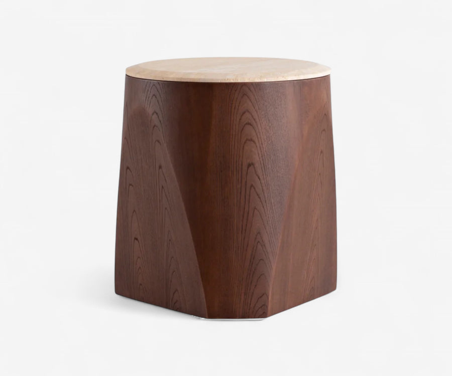 Sabbia Travertine Side Table - The Essential 