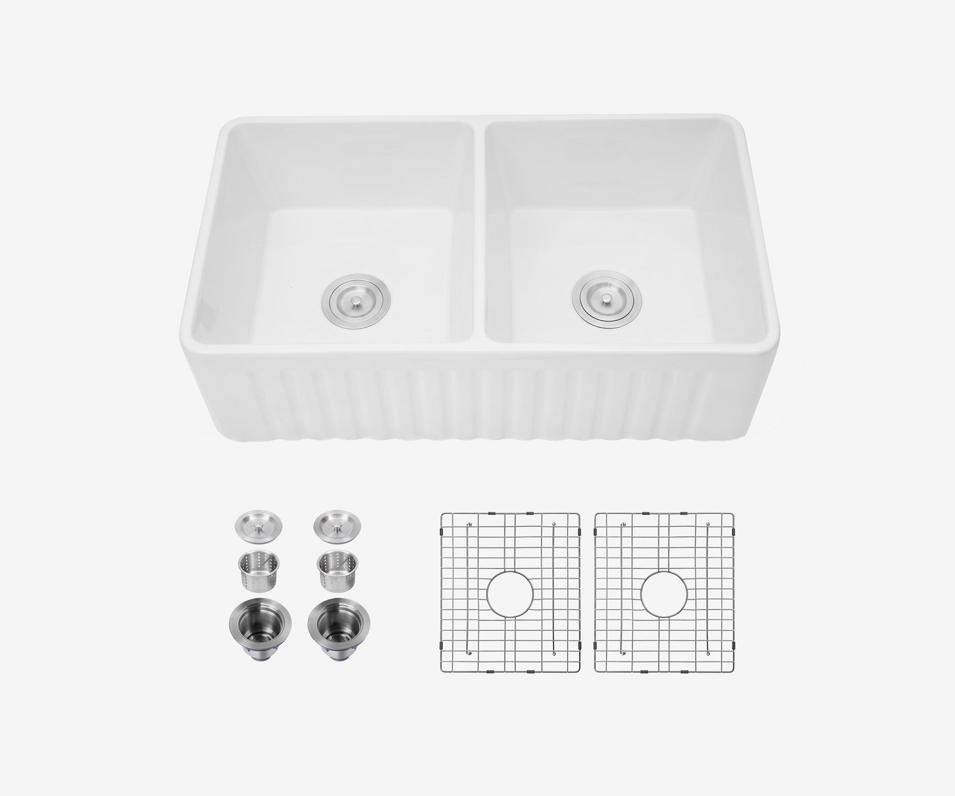 Ceramic Farmhouse Sink 33" Double Basin · 5