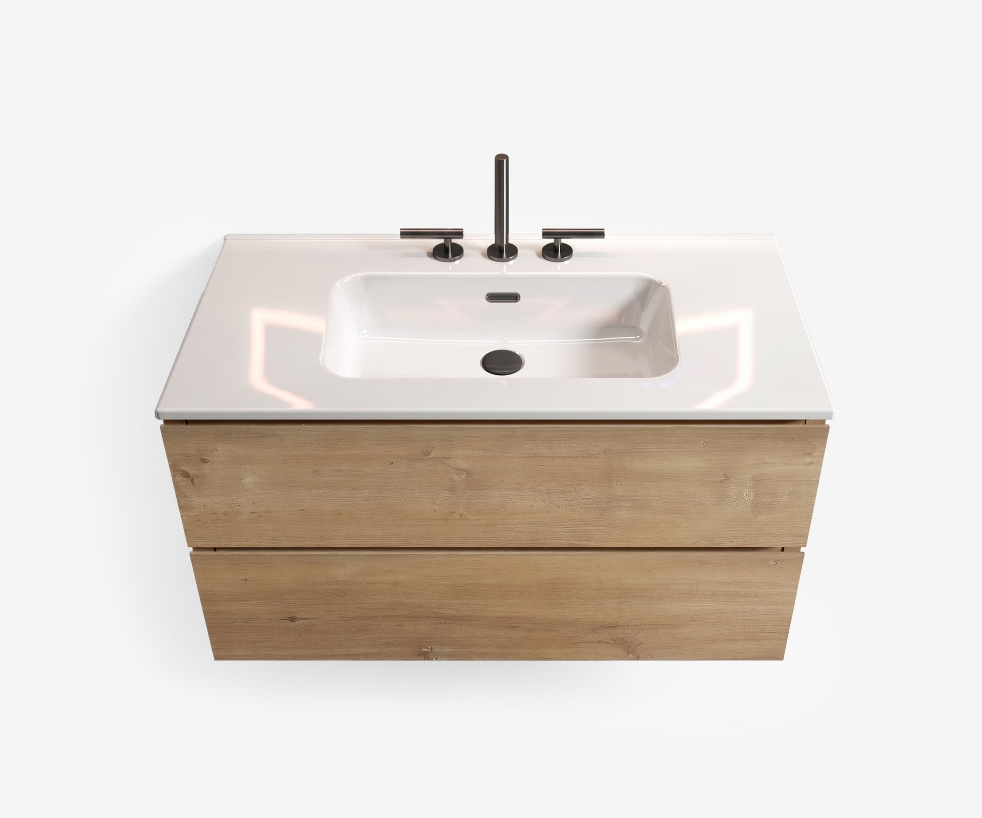 Soffit Wall-Mount Vanity 36" Oak · 1