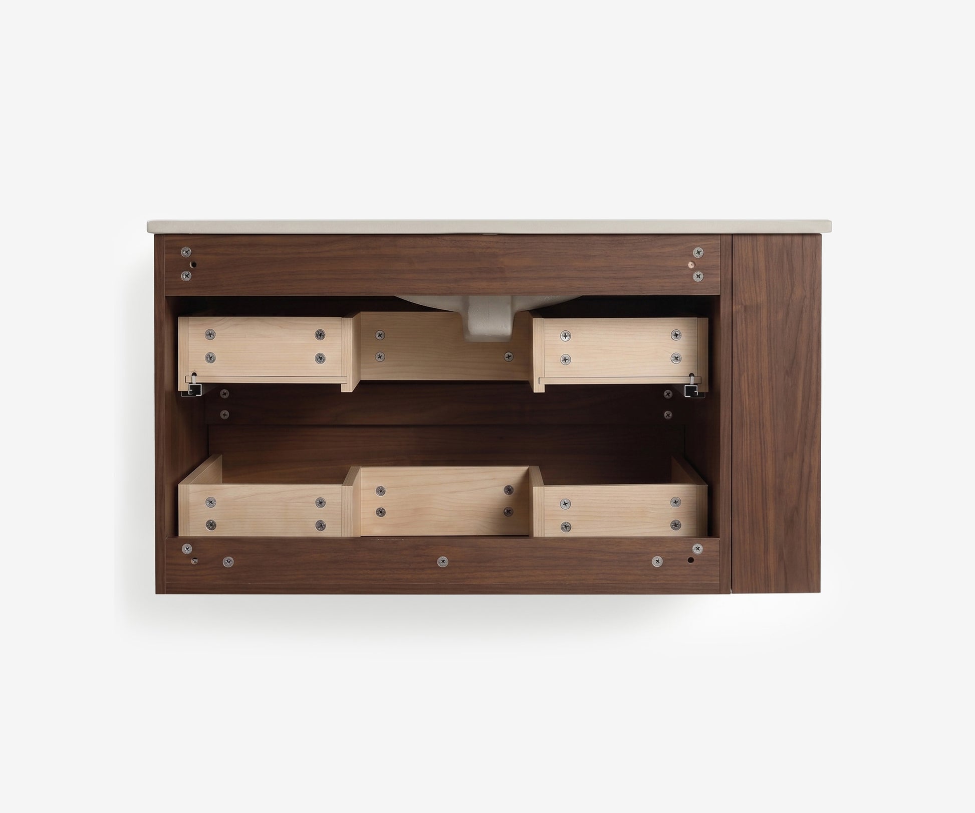 Soffit Wall-Mount Vanity 36" Walnut w/ Shelf · 3