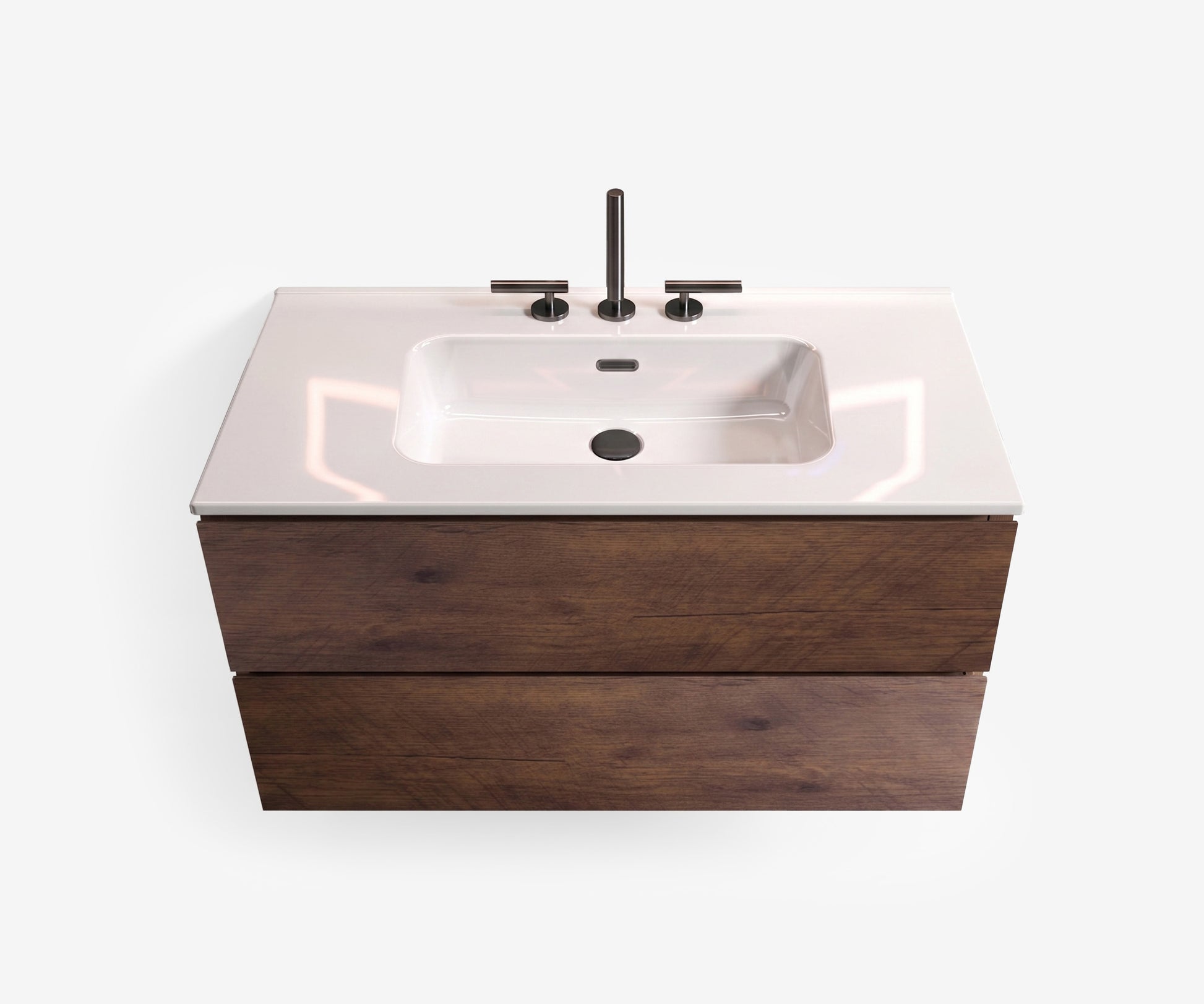 Soffit Wall-Mount Vanity 36" Walnut · 1