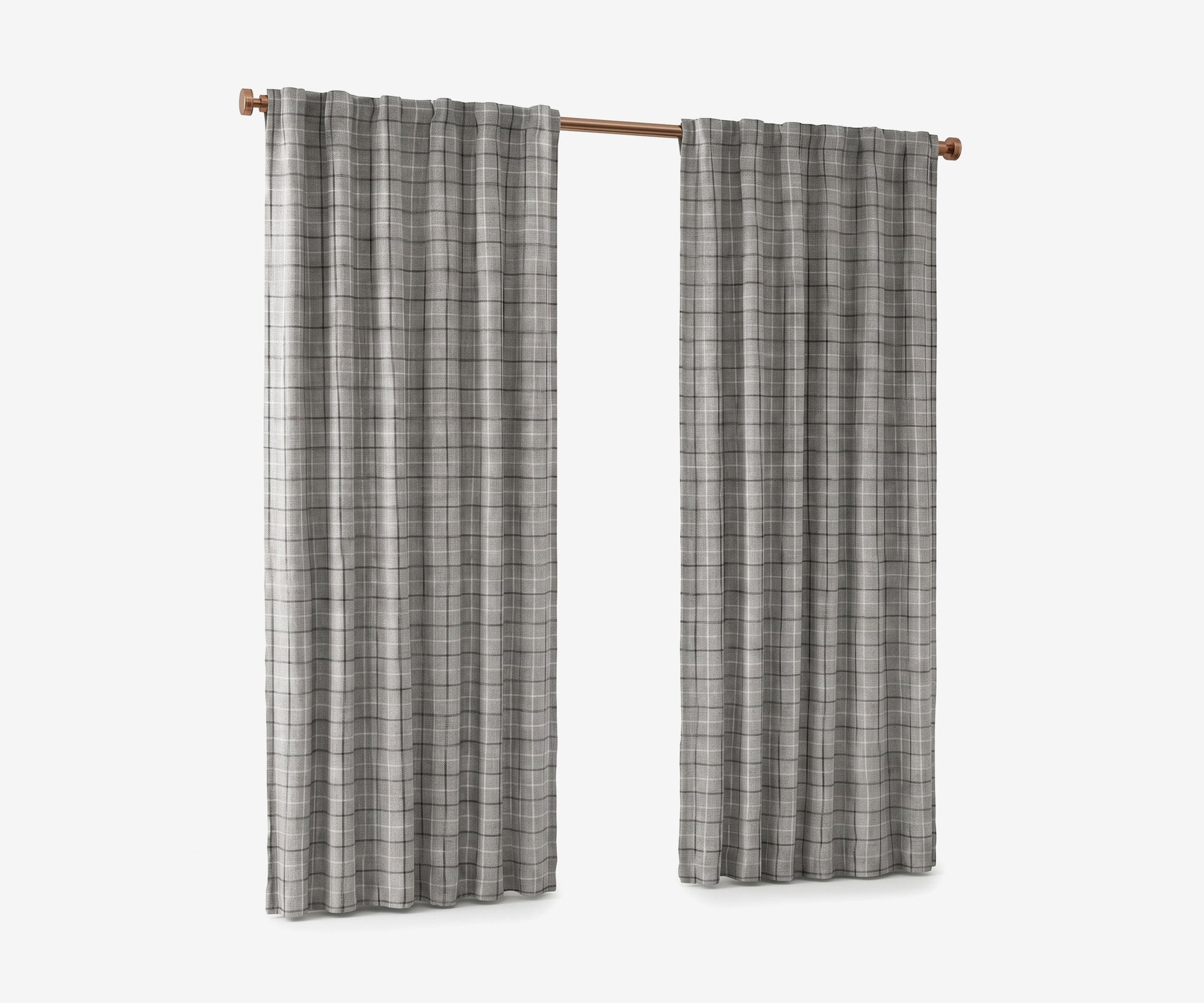 Croft Curtain Panel Gray Plaid · 1
