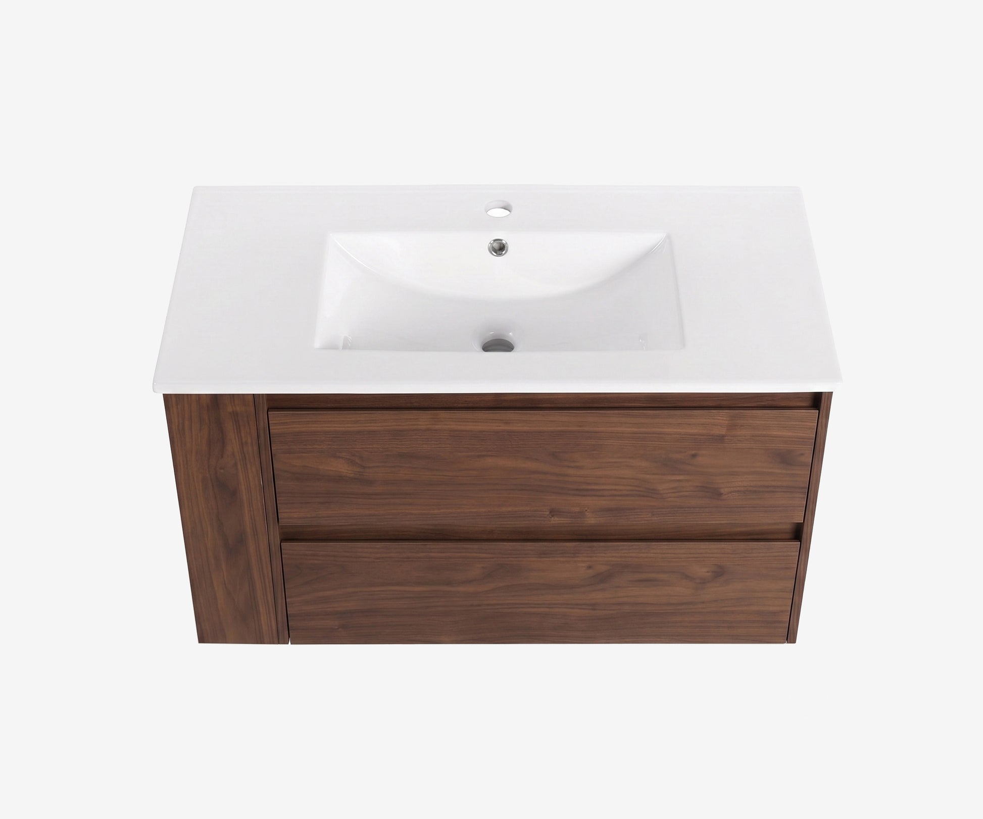 Soffit Wall-Mount Vanity 36" Walnut w/ Shelf · 2