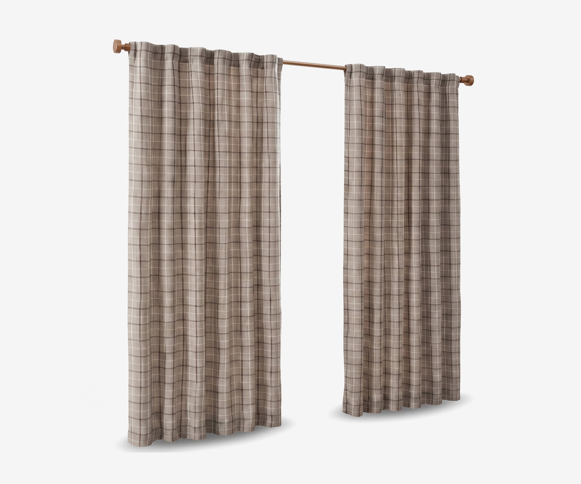 Croft Curtain Panel Khaki Plaid · 1