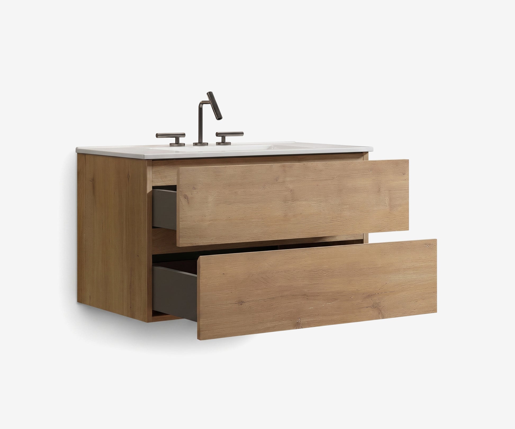 Soffit Wall-Mount Vanity 36" Oak · 2