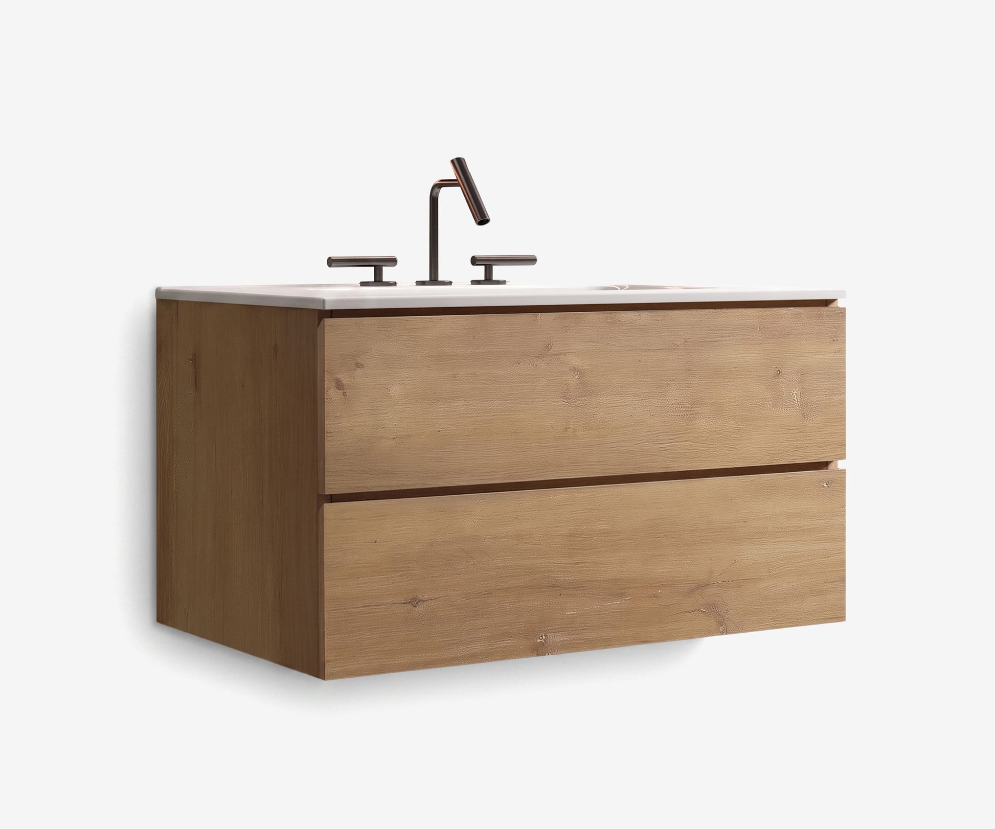 Soffit Wall-Mount Vanity 36" Oak · 5