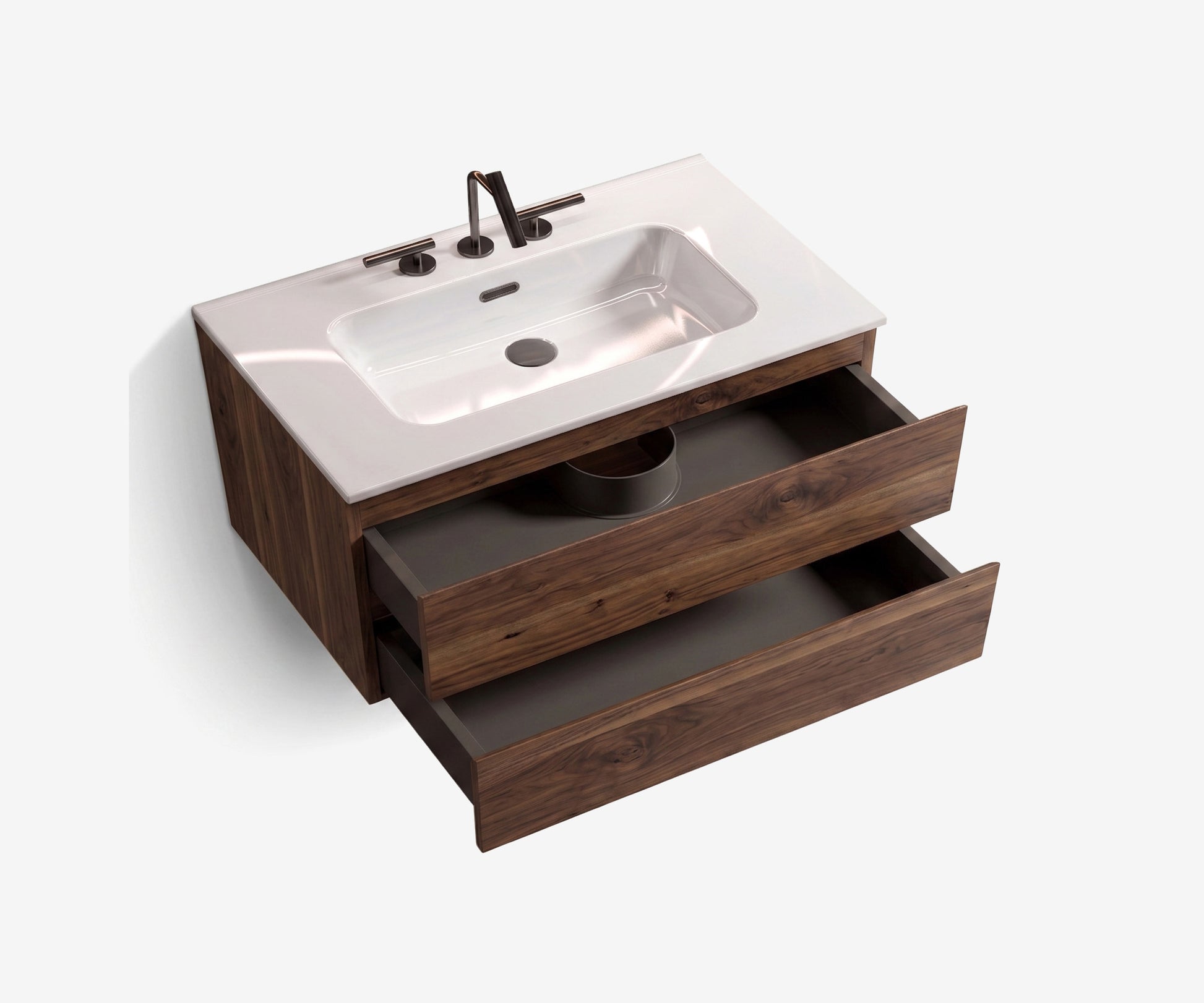Soffit Wall-Mount Vanity 36" Walnut · 3