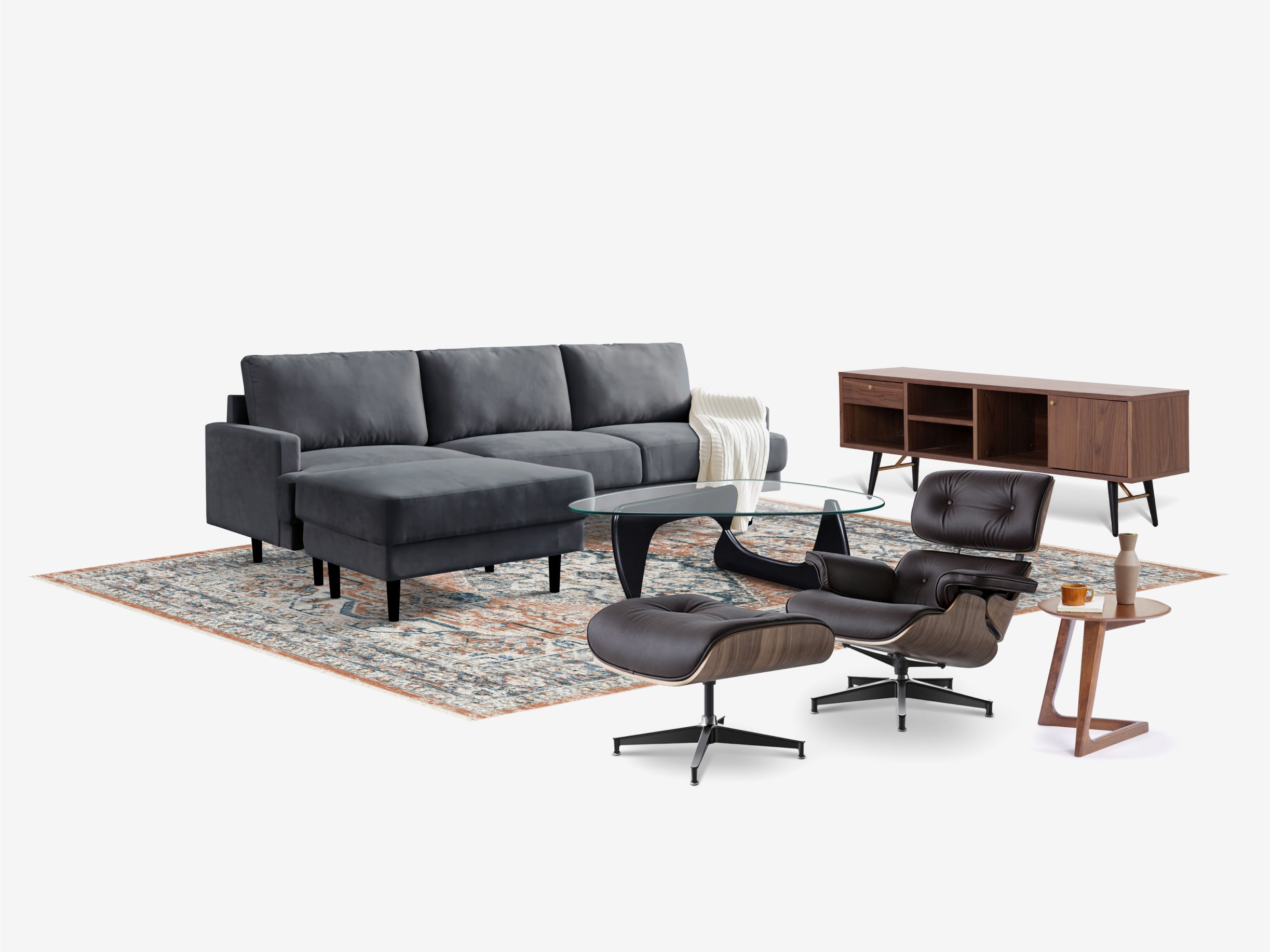 Mid Century Dark Living Room - The Essential 