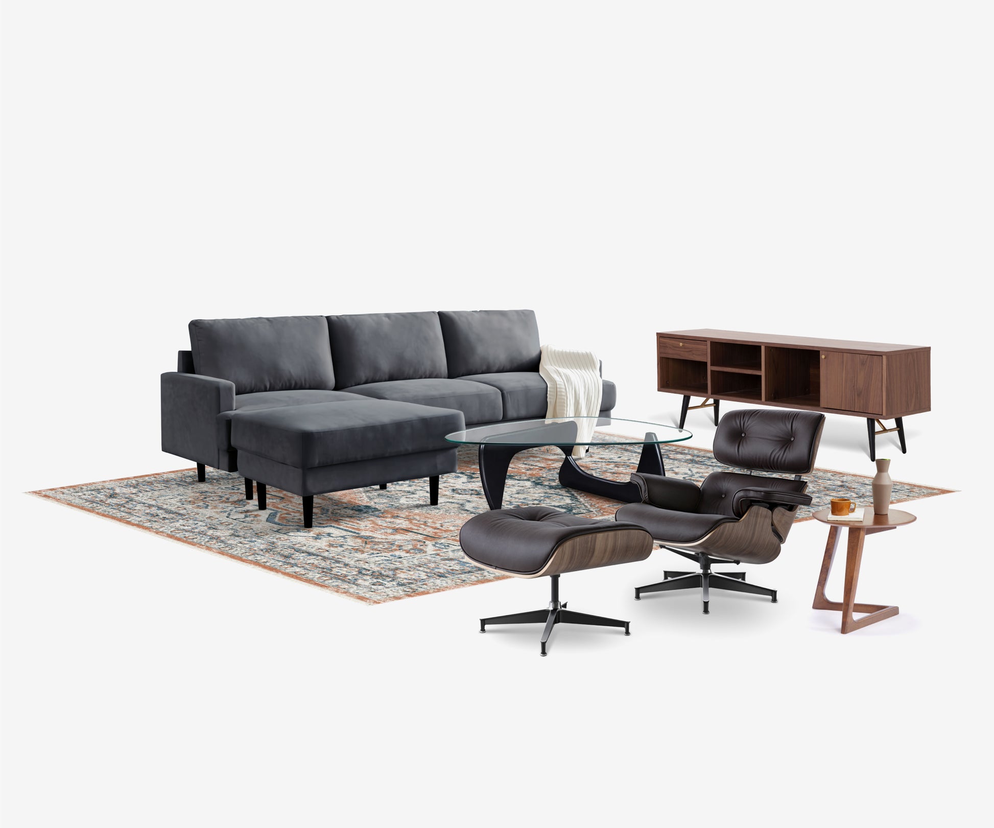 Mid Century Dark Living Room - The Essential 