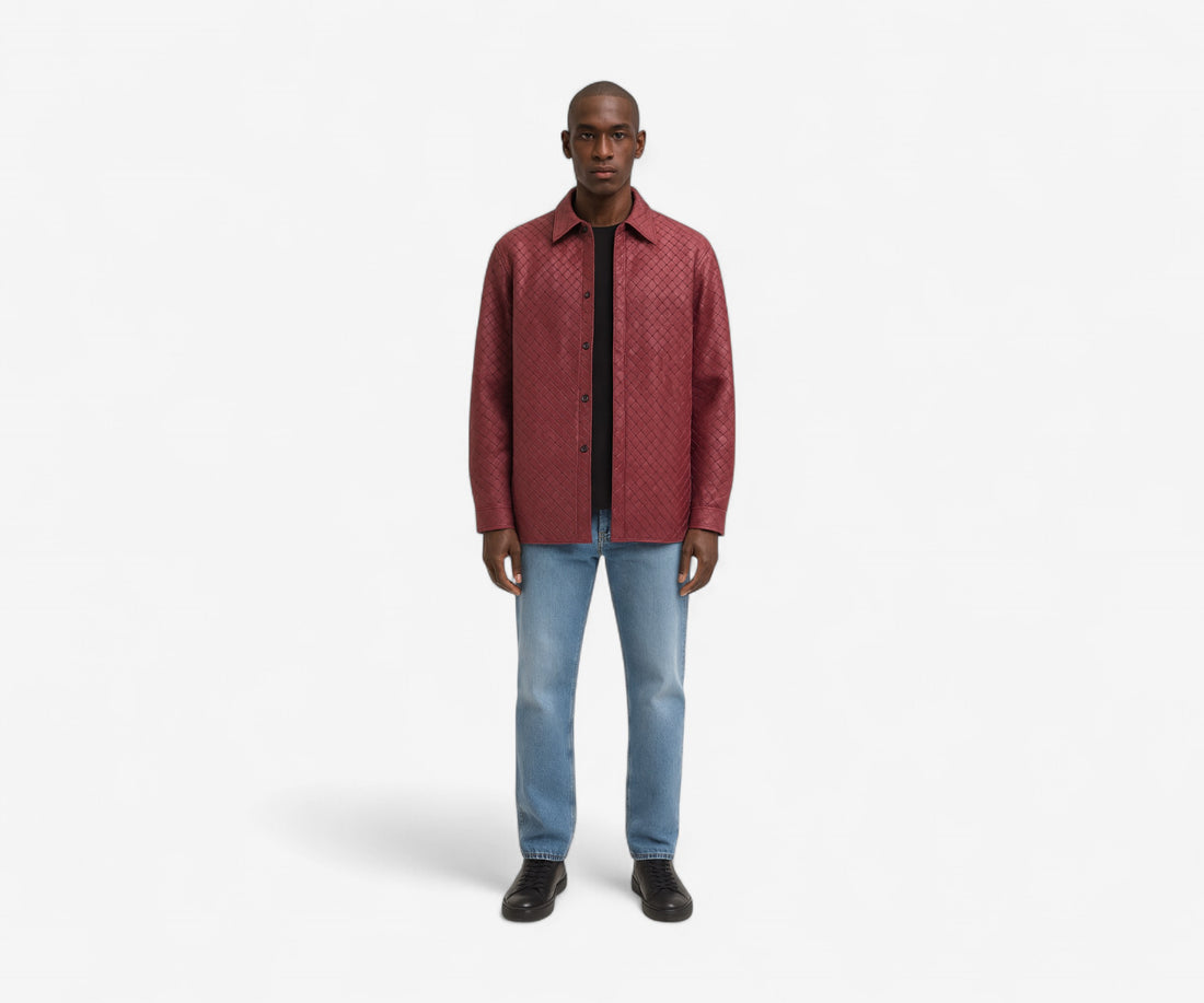 Woven Italian Leather Overshirt - The Essential 
