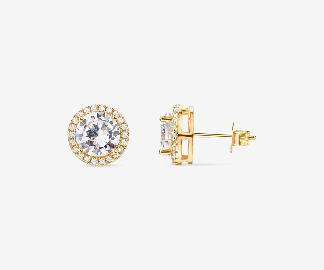 Zirconia Halo Stud Earrings